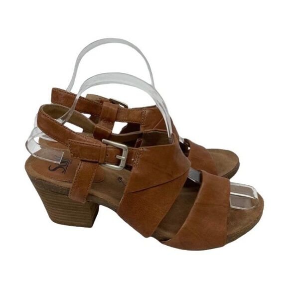 NEW Sofft Melina Size 9.5 Leather Buckle Ankle Strap Open Toe Block Heel Sandals - Picture 2 of 16